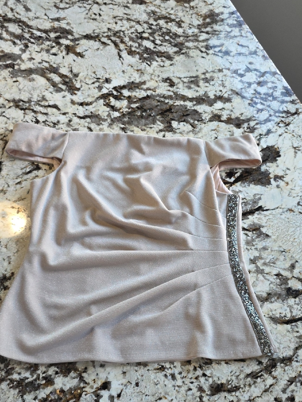 Adrianna Papell Pale Blush Shell with Satin Trim